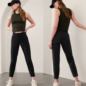 Athleta Brooklyn Mid Rise Ankle Pant Size 0 Black Athleisure Travel Lightweight